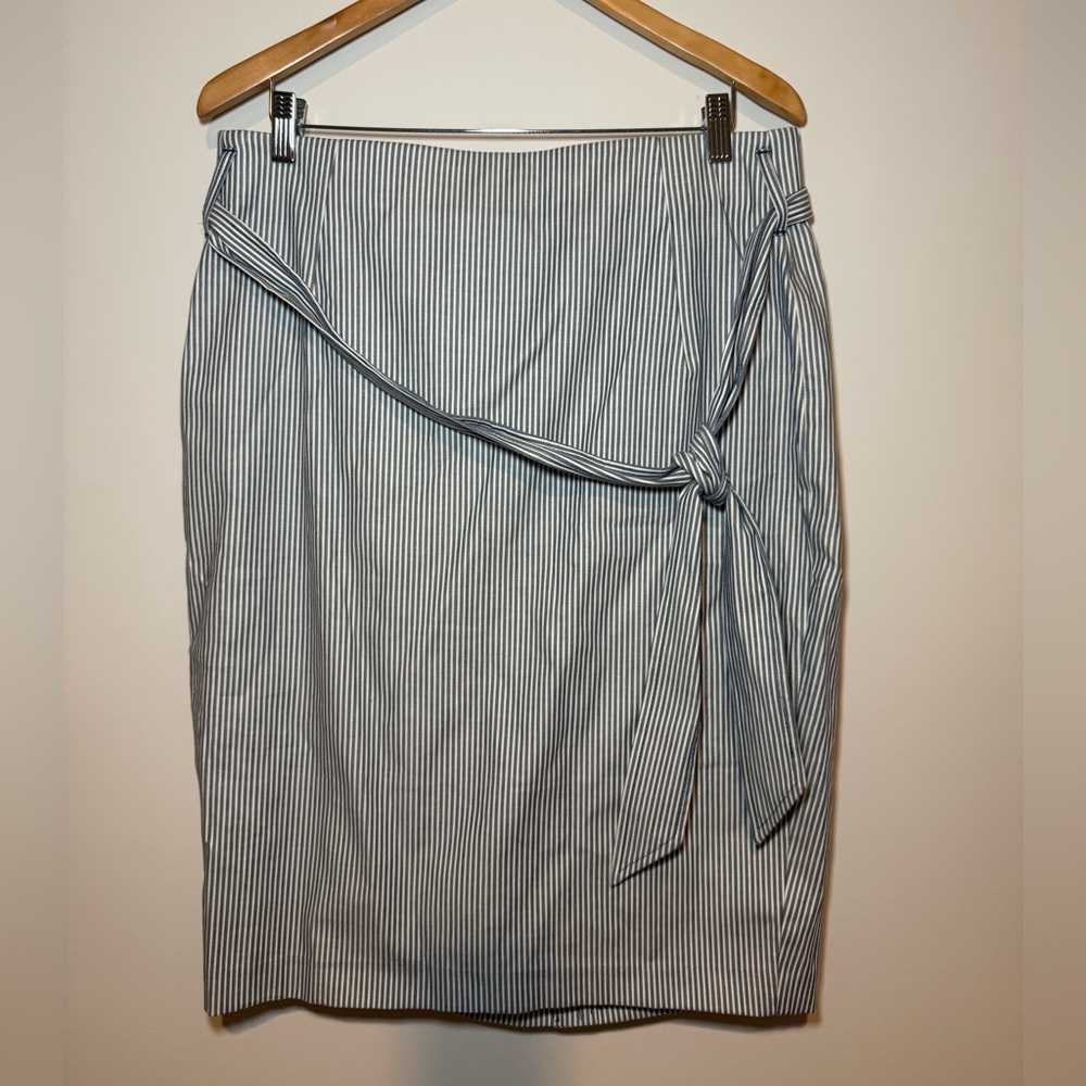 Striped Blue Wrap Skirt Lane Bryant NWT